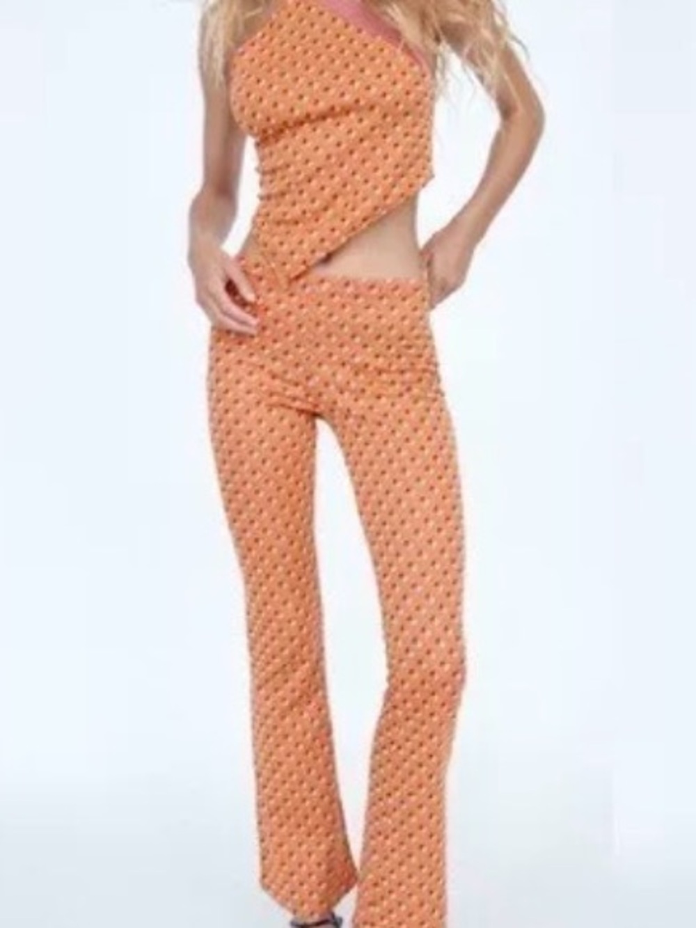 Zara Jacquard Knit Geometric Flare Pant Size Small